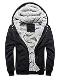 Springrain Herren-Sweatjacke mit Sherpa-Futter und Reißverschluss, schwarz, XX-Large
