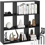 tectake® Bücherregal, Raumteiler, Schrank Regal als Raumteiler im Wohnzimmer, Trennwand Kinderzimmer, Schlafzimmer, Küche oder Garderobe, Würfelregal, Aufbewahrung Büro, Schuhregal (schwarz)