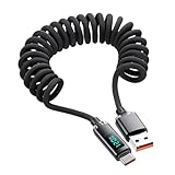 Renchey Type C Kabel - 120W Ladung Sprungdraht | Digital Display Ladekabel 90cm Für Uni Reise Schule Uhr Laptop Zuhause Fitnessstudio Auto
