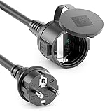 deleyCON 2m Outdoor Verlängerungskabel - Extrem Witterungsbeständiges IP44 Gummi-Kabel für dauerhaften Einsatz im Außenbereich - Schutzkontakt Stecker Typ F (CEE 7/4) auf Buchse (CEE 7/3) - Schwarz