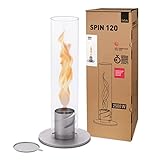 höfats - Spin 120 Grau - Tischkamin für Indoor und Outdoor - Tischfeuer, Windlicht, Gartenfackel und Bioethanolkamin aus Edelstahl