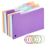 jojofuny 300 Blatt Linierte Karteikarten mit Gelochten Löchern und Robusten Metallringen Lernkarten mit Registerreitern zum Sortieren Studieren und Notizen Anfertigen für Zufällige Farbe