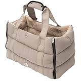 Wanderpfote Hundetragetasche – Hundetasche & Tragetasche Hund, Hunde Tragetasche bis 10kg, leichte Transporttasche Hund als Bequeme Umhängetasche für Reisen (Grau, L)