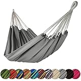 BB Sport Tuch Hängematte 200 x 140 cm max. Belastbarkeit 200 kg Tragetasche 1-2 Personen Camping Garten Balkon Terasse Wetterfest, Farbe:Karst
