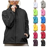 POIUIYQA Damen Wasserdichte Faltbar Regenjacke mit Kapuze, Leicht Atmungsaktive Windbreaker Jacke, Fahrradjacke für Frauen Fahrrad Sport Outdoorjacke