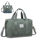 LOVEVOOK Ryanair Handgepäck 40x20x25, Erweiterbare Kleine Reisetasche Handgepäck Tasche für Flugzeug, Faltbare Cabin Travel Bag Weekender Carry On Luggage für Damen Herren, Grün