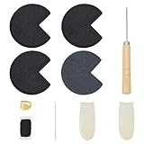 NBEADS 1 Set Taschenecken Reparaturset, Lederpatch Für Taschenecke Nadel Gewinde Fingerhut Fingerlinge Leder Nähset Für Bag Corner Nähen Arbeiten Basteln Projekte, Schwarz