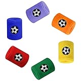 6 Stück Kinder Sport Armbänder, Baumwoll Schweissarmband Fussball, Schweißband Handgelenk Kinder, Absorbierende Wristbands, Handgelenk Schweißband für Fußball Basketball, Leichtathletik (Fußball)