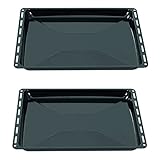 ICQN Backblech 45.5 x 36 x 3 cm Set, 2er Emaillierte Fettpfanne für Backofen und Herd, Passend für Bosch, Siemens, Constructa