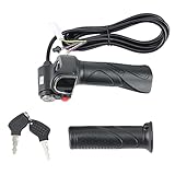 Jufjsfy 60 V Gas Griff Twist Gaspedal mit Batterie Anzeige & Verriegelung Schalter & Schloss/SchlüSsel Elektro Roller Fahrrad Teil