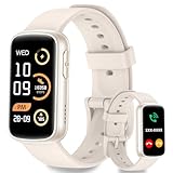 Fitonme Smartwatch Herren Damen,Bluetooth-Anruf,Herzfrequenz-/Schlafmonitor/SpO2,130+ Sportmodi, 1,47'' HD Touchscreen Fitness-Tracker Für Android iPhone,IP68 Wasserdicht,Starlight