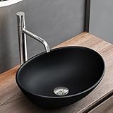 Mai & Mai Waschbecken Aufsatzwaschbecken Waschschale aus Keramik mit Nano-Versiegelung in Matt Schwarz matt Brüssel205