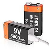 (5800mWh) 9V Wiederaufladbare Akku, Neue Hochwertige Lithium 9 Volt Block Batterien mit Hoher Kapazität als Ersatz für Rauchmelder, Multimeter, Spielzeug usw., mit 2-in-1 USB-C Kabel - 4 Stück