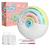 Panacare Automatische Seifenblasenmaschine, Tragbares Regenbogen Blasenmaschine für Kinder 2000+ Seifenblasen/Min mit Seifenblasenlösung*2, Seifenblasenspielzeug Kinder für Party/Hochzeit (White)