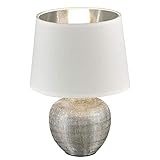 Reality Leuchten R50621089 Luxor, Tischleuchte, Keramik, E14, Silber, 18 x 18 x 26 cm