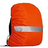 Evotopf Wasserdichter Rucksack Regenschutz mit Ablaufloch & Sicherheits-Reflektorstreifen (Anti-Rutsch-Design, reißfest, ultraleicht) für Camping, Wandern, Reisen, Radfahren, 60-70L, Orange