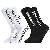 Firtink 2 Paar Fußballsocken, 39-46 Fussball Socken Sportsocken Fußball Anti Rutsch Grip Fußball Socken für Herren Damen Fussball Basketball Laufen