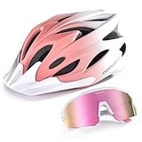 Odoland Fahrradhelm Fahrradbrille Set, Radhelm mit Sportbrille Einstellbarer Rennradhelm Atmungsaktiv MTB Mountainbike Helm für Erwachsene Herren Damen