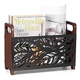 OXENKA Zeitungsständer Holz, Zeitschriftenhalter mit Griff, Briefständer Zeitschriftensammler, Multifunktionaler Aufbewahrungskorb Magazinsammle für Büro Zuhause und Wohnzimmer, 33*23*12.3cm