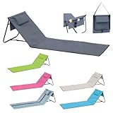 Mojawo TOP Strandliege Strandmatte Sonnenliege Rückenlehne Kissen faltbar mit Handytasche Schaumpolsterung L152xB51xH41cm, Farben:Anthrazit