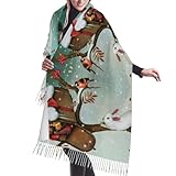 SATUSA Weicher Damen-Schal mit Hasen-Motiv, Kaschmir, Fransen, für Herbst und Winter, Kaschmir-Schal, warm