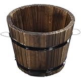 Healeved Kleiner Holz-Eimer, Fass, Pflanzgefäß, Blumentöpfe, Boxen, Behälter, Wasser, Wunsch, Eimer, Terrasse, Garten, Hinterhof, primitiver Übertopf (15 x 12 x 13 cm)