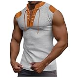 SRZYMJ Tank Top Herren, Herren Kompressionsshirt Sports Tank Top Ärmelloses Funktionsshirt Laufshirt Hemd Herren Sommer U-Neck Sleeveless Tank Top Bodysuits Sweatshirt Herren Ohne Kapuze Grey L