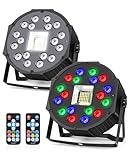 MOSFiATA Partylicht RGB LED Par Scheinwerfer Stroboskoplicht 2 in 1 Bühnenlicht Discolicht für Partys Disco DJ Hochzeiten Halloween Weihnachten, 2er Set