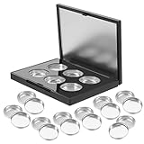 SAFIGLE 1 Set-Box Lidschatten-Box Highlight-Palette Pulver leere Make-up-Palette mit Gitter Container Quadrate Fächer weibliches Probenhalter Plastik Black