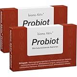 biomo Aktiv Probiot 60 Kapseln – zur Unterstützung der Darmflora, mit 6 hochkonzentrierten Bakterienstämmen, über 5 Mrd. KB-Einheiten pro Kapsel, vegan, ohne Gluten, ohne Gelatine