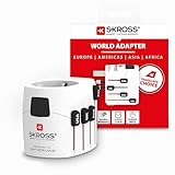 SKROSS Reiseadapter Pro, anpassbarer Adapterstecker für Reisen nach UK, Australien, China oder die USA, kompakter & sicherer Universaladapter