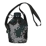 BESPORTBLE Aluminium Feldflasche mit Camouflage Ärmeln und Schultergurt Wasserflasche für Camping und Outdoor Aktivitäten und Robust