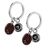 Beavorty 2 Stück Teiliges Herzförmige Kaffeebohnen Schlüsselanhänger aus Modische Rucksack Anhänger Praktische Schlüsselhalter für Frauen und Kaffeeliebhaber Langlebig und Einzigartig