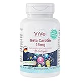 Beta Carotin 15 mg - 120 Softgels - 2,5 mg Retinoläquivalent (RAE) / 5000 I.E. Vitamin A, 4 Monats-Versorgung | Qualität aus Deutschland von ViVe Supplements