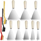Omsscun Spachtel Set, 8 Stück Edelstahl Malerspachtel Set + 3 Stück-Metallbürste, Rostfrei Gipser Spachtel, Palettenmesser Kratzer zum Entfernen Rostfrei Putty Messer