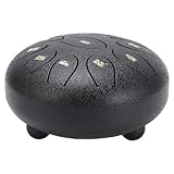 Cryfokt Stahlzungentrommel, 6 Zoll ätherische Chakra-Regentrommel für den Garten Im Freien, Mini-ästhetisches Schlaginstrument für Entspannung und Unterhaltung (BLACK)