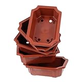 DIYEAH 5 Stück Rechteckige Atmungsaktive Pflanzkübel aus Kunststoff Kleiner Balkon Blumentopf mit Drainagelöchern Leichter Praktischer Blumenkasten für Innen Außenbereich für Vertikales