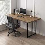GOLDFAN Rechteckiger Schreibtisch aus Holz Metall Großer Bürotisch Vintage-Braun Computertisch für Arbeitszimmer, Schlafzimmer, Büros, Heimbüros