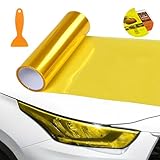 Scheibentönungsfolie Auto 120 * 30cm Scheinwerfer Folie Wasserdicht Auto Scheinwerfer Folie Tönungsfolie Nebelscheinwerfer Tint Film für Car Rear Lights Fog Lights Headlight Film (Gelb)