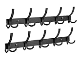 Optish 2 Stück Garderobenhaken mit 15 Haken, Kleiderhaken wand für Schlafzimmer Bad Küche, Hakenleiste Garderobe für Jacken, Mäntel, Taschen, Hüte und Schals bieten (Schwarz)
