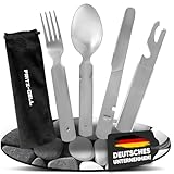 Bundeswehr Edelstahl Besteck 4-Teilig Camping-Besteck Essbesteck für Camping Besteckset Outdoor