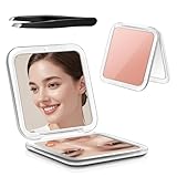 Schminkspiegel mit 30-facher Vergrößerung, Doppelseitiger Kompaktspiegel (8,5 cm) für Präzises Make-up, Quadratischer Reisespiegel Tragbarer Klappspiegel, Ideal für Reise, Handtasche und als Geschenk