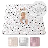 Gesteppte Krabbeldecke Baby 127cm, Konfetti – extra Dicke 1,5cm weiche Baby Krabbelmatte – Baby Spielmatte mit Rutschfester Unterseite zum Krabbeln, Laufgitter – maschinenwaschbare Baby Spieldecke