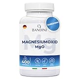 Bandini® Magnesiumoxid 400 Kapseln (+1 Jahr), 664 mg (davon 400 mg elementares Magnesium) pro Kapsel, Energiebooster, Bekämpft Müdigkeit, Unterstützt Muskeln und Knochen, Hohe Dosierung, Vegan
