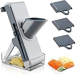 HUIHHAO Küchenhobel, for Schneiden von Gemüse, gefrorenem Essen oder Würstchen, sicherer Mandolinenhobel, Verstellbarer Hobel mit Behälter, Dickenverstellung, mehrere Klingen