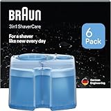 Braun 3-in-1 ShaverCare Reinigungskartuschen für Reinigungsstationen, reinigt Rasierer 10x besser als Wasser, ORIGINAL Kartusche, hygienische Reinigung, Entfernt Haare und Hautpartikel, 6er Pack