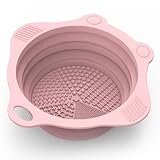 Klappbarer Silikon-Makeupbürsten-Reinigungs-Pad-Becher, YalsFTY tragbarer Matten-Reiniger-Werkzeug für Makeupbürsten (Pink)
