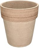 KOTARBAU® Ton-Blumentopf Übertopf Keramik ⌀ 23 cm Terrakotta Frostbeständig Geriffelter Rand Coffee
