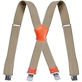 Nacorulu Hosenträger für Herren, strapazierfähig, 3,8 cm, elastisch, verstellbar, X-Rücken, Herren-Hosenträger mit Clips, für Senioren, Freunde, Ehemann, Beige, L