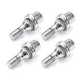 4/16 Stück M12 x 1,25 17 mm Auto Aluminium Chrom Radschrauben Muttern Kit passend für Peugeot 1007 206 207 406 407 607 2000-2008 (Größe: 4 Stück)